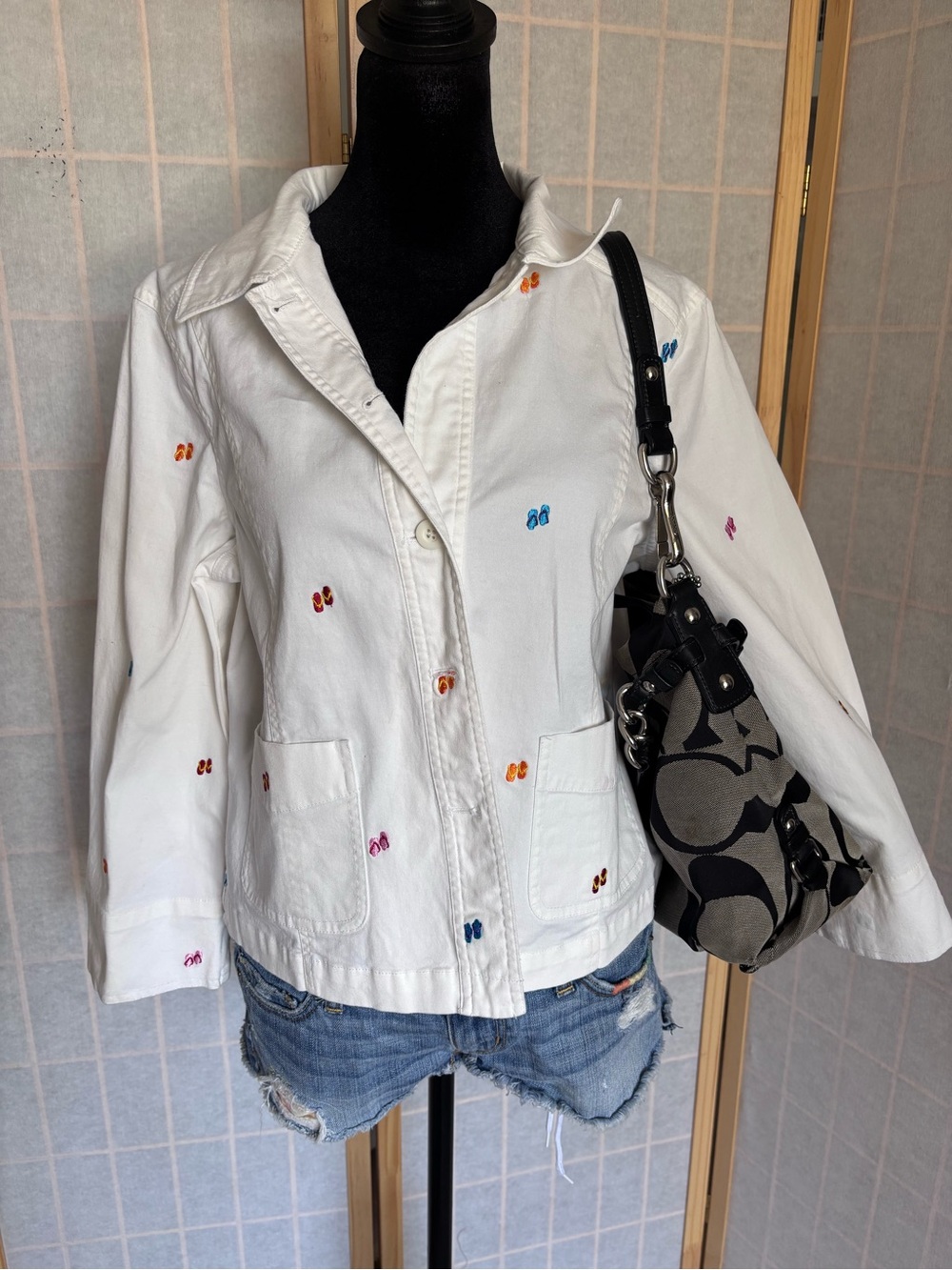 White Embroidered Sandals Jacket